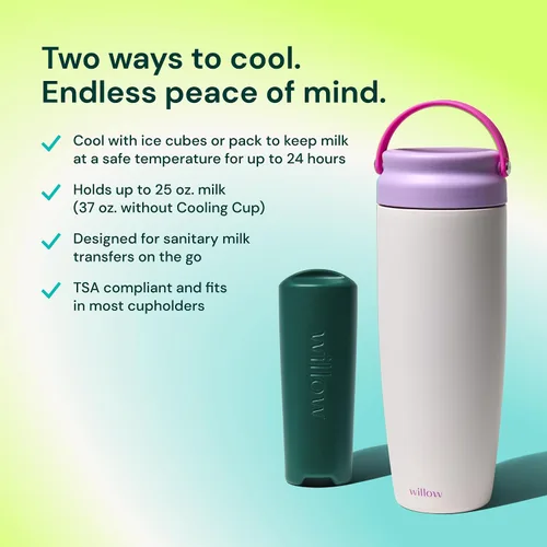 Miniatura 2 de Willow - Enfriador portátil de leche materna de 25 onzas - Mantiene la leche materna fría durante 24 horas - Acero inoxidable - Uso con bolsa