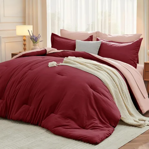 Miniatura 19 de MUXHOMO Juego de edredón de 5 piezas Twin XL, cama suave en una bolsa tamaño Twin XL, juego de ropa de cama para todas las estaciones con edredón