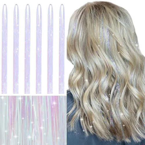 Miniatura 24 de Wennalife 12 piezas de extensiones de cabello azul con clip, extensiones de cabello con clip de colores para niños, pinzas de cabello arcoíris