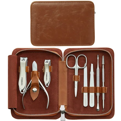 Miniatura 2 de FAMILIFE Kit de manicura profesional 8 piezas y herramienta para uñas encarnadas, 2 piezas, acero inoxidable, plata