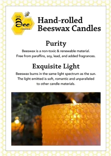 Miniatura 4 de Little Bee of Connecticut - Velas cónicas de cera de abeja enrolladas a mano de 8 pulgadas (un par individual)