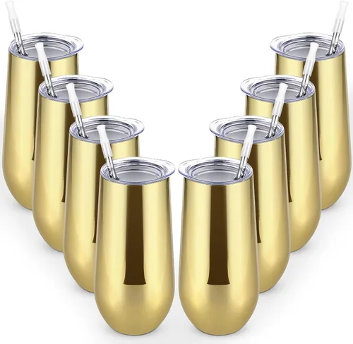 Miniatura 10 de Lifecapido Vasos de copa de champán sin tallo de 12 onzas, paquete de 12 vasos aislados de acero inoxidable para bodas, cumpleaños, Navidad (blanco)