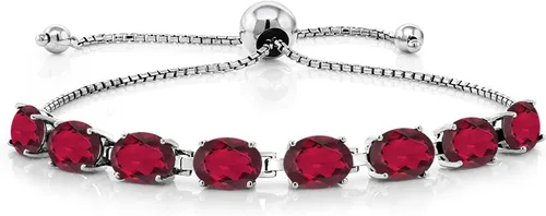 Miniatura 26 de Gem Stone King Pulsera de plata de ley 925 con piedra natal ovalada de 0.276 x 0.197 in para mujer, totalmente ajustable hasta 9 pulgadas