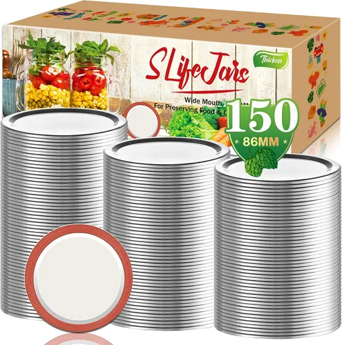 Miniatura 9 de SLifeJars Tapas y anillos para conservas de boca regular, 240 tapas y anillos para tarros Mason de 2.756 in y anillos para enlatado de boca regular