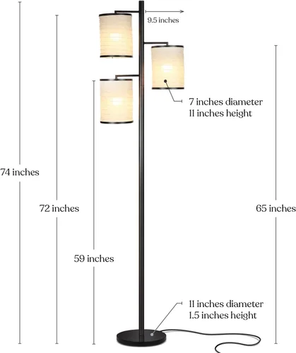 Miniatura 5 de Brightech Liam - Lámpara de pie, gran decoración de sala de estar, lámpara de árbol para oficinas, lámpara de pantalla de linterna asiática