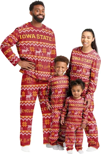 Miniatura 6 de FOCO NCAA para mujeres - Conjunto de pijamas familiares navideños a juego con patrón feo del equipo universitario de la NCAA Patrón feo navideño