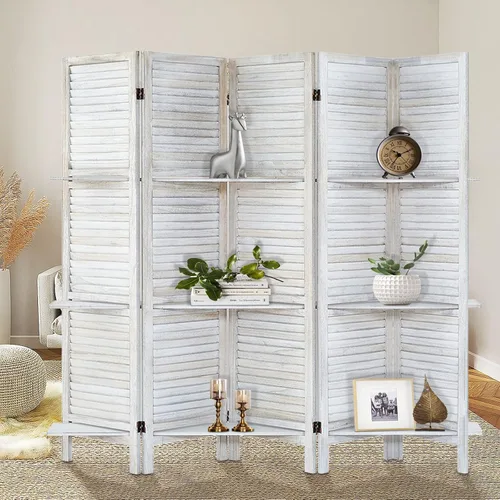 Miniatura 6 de Divisor de habitación con estantes, pantalla de privacidad, separadores de habitación y pantallas de privacidad plegables, separador de separación