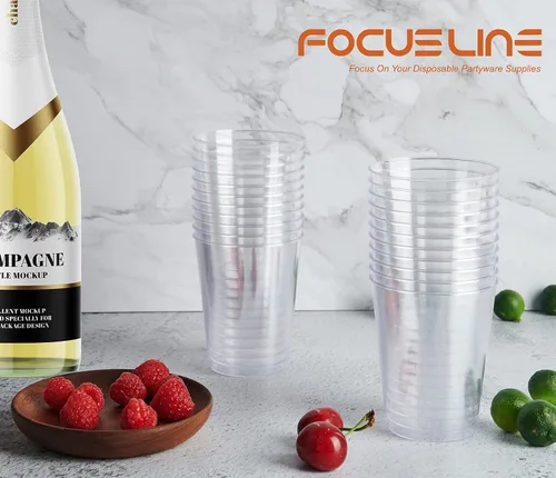 Miniatura 3 de FOCUSLINE Vasos de plástico transparente de 10 onzas, vasos desechables de plástico duro, reutilizables, 100