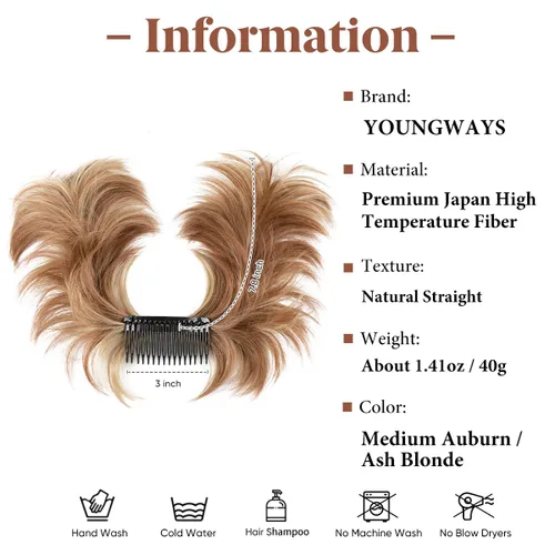 Miniatura 92 de Postizo de Cabello de Moño Desordenado Peine Lateral Clip en Moño de Cabello Postizo para Mujeres Corto Natural Liso Estilos Versátiles Ajustables