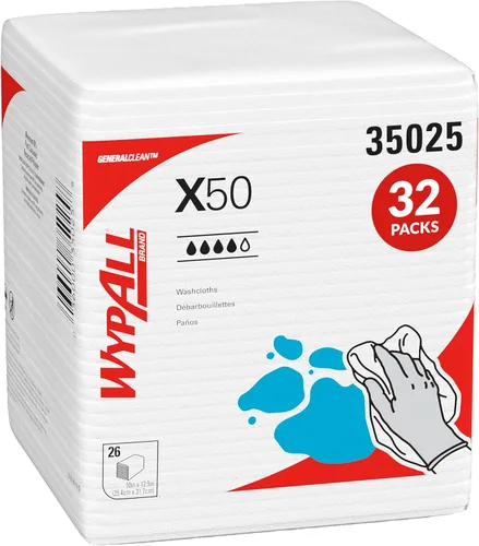 Miniatura 10 de WypAll GeneralClean X50 Toallitas de limpieza (83550), caja emergente, toallas fuertes para uso prolongado, color blanco
