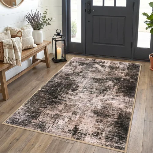 Miniatura 127 de IOHOUZE Alfombra pequeña abstracta de 2 x 3 pies, alfombra de entrada lavable para entrada interior, alfombras con respaldo de goma, alfombra gris