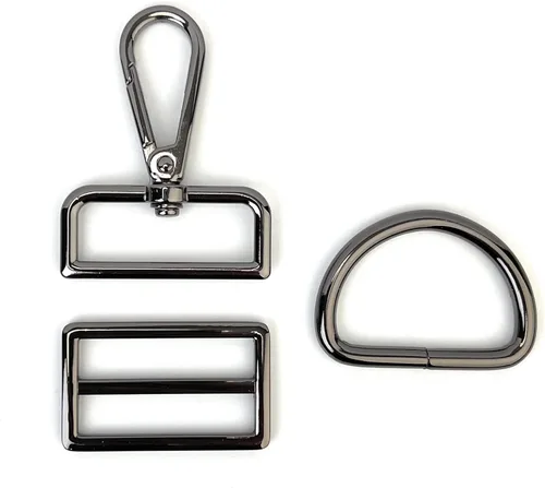15 piezas de herrajes para bolso, ganchos giratorios de servicio pesado con anillos en D para bolso y hebillas deslizantes de tres guías para Negro