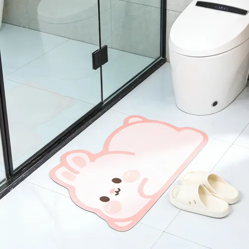 Miniatura 12 de Alfombra de baño con diseño de animales bonitos, antideslizante, súper absorbente, ultra fina, para ducha, bañera y fregadero, tapete de baño de Oso