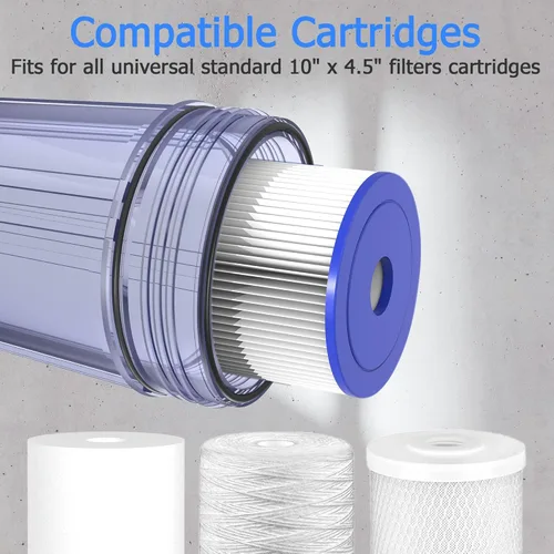 Miniatura 6 de WHT10 - Carcasa de filtro de agua para toda la casa, se adapta a filtros de sedimentos de 10 x 4.5 pulgadas, etc. para agua de pozos y ciudades