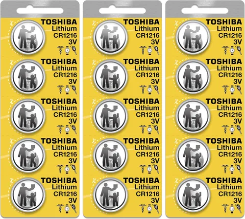 Toshiba Batería CR1216 3V Litio Moneda Celda (15 Baterías)