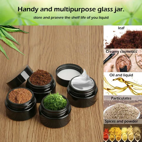 Miniatura 5 de 12 frascos de vidrio pequeños de protección UV de 0.18 oz con tapas, reutilizables, 0.2 fl oz, botella de vidrio negra para alimentos, mini