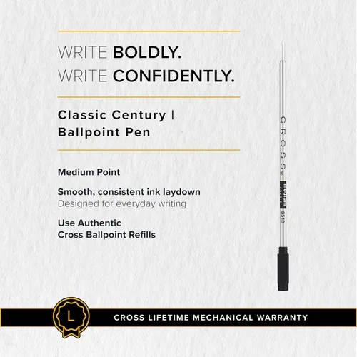Miniatura 7 de Cross Classic Century - Bolígrafo recargable presentado en una caja de regalo de lujo - Punta mediana, tinta negra, negro y cromo