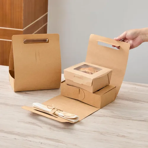 Miniatura 11 de Restaurantware Bio Tek - Loncheras de papel de 8.75 x 4.25 x 8 pulgadas con asas, 100 recipientes desechables de papel kraft para alimentos