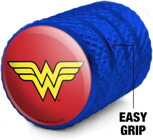 Miniatura 3 de GRAPHICS & MORE - Tapones para válvula de neumático de aluminio con el logo clásico de Wonder Woman Azul