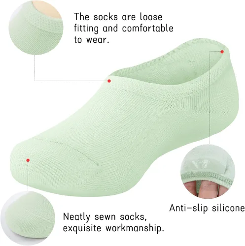 Miniatura 22 de Witwot 10 pares de calcetines invisibles para niños y niñas, antideslizantes, de corte bajo, calcetines tobilleros
