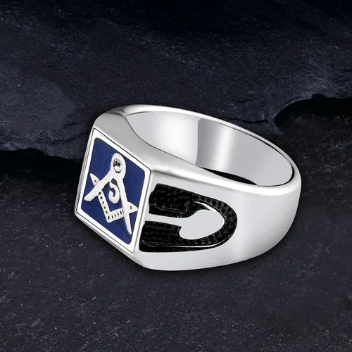 Miniatura 2 de WKXZMTR Anillo masón - Joyería masónica para hombre - Amuleto religioso estilo punk