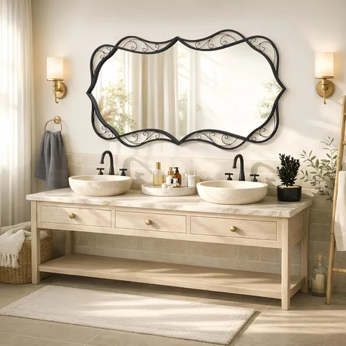 Miniatura 17 de Besdomus Espejo de baño negro moderno: espejos de baño grandes de 24 x 36 pulgadas para colgar sobre el fregadero, colgante vertical u horizontal