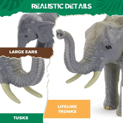 Miniatura 7 de Terra by Battat Juego familiar de juguetes de elefante africano de 4 piezas - Figuras realistas de animales de safari de plástico - Juguetes