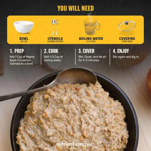 Miniatura 5 de Harina de avena instantánea con alto contenido de proteínas, manzana y canela, suministros de preparación liofilizados y suministro de alimentos