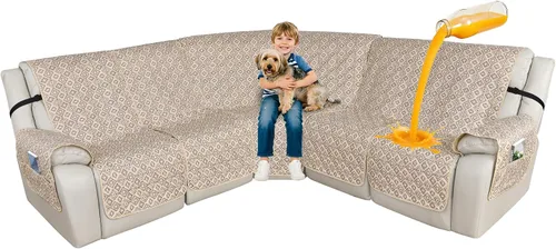 Miniatura 9 de ALIECOM Fundas de sofá modular reclinable en forma de L, 100% impermeables, fundas para sofá seccional, fundas lavables con estampado, protector
