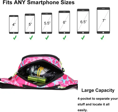 Miniatura 3 de Ausion - Cangurera con bolsillos con cremallera, cinturón ajustable para entrenamiento, de vacaciones, senderismo, correr, para iPhone 11 Pro Xs Max