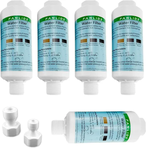 Filtro de agua de bidé para asientos de bidé electrónicos, sistema de filtro de agua de inodoro, roscas de 1/2", 5 filtros + 2 adaptadores,