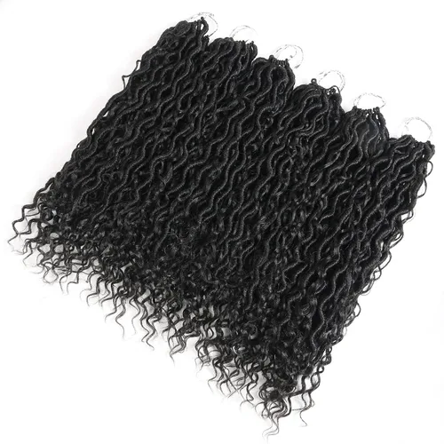 Miniatura 8 de Cabello de ganchillo Boho Goddess Locs de 18 pulgadas, 7 paquetes con extremos rizados, suaves trenzas hippies preenlazadas para mujer