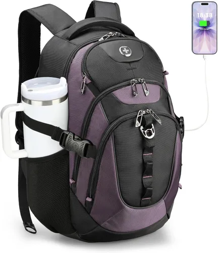 Miniatura 29 de swissdigital Mochila para portátil de viaje de negocios, para hombre y mujer, con puerto de carga USB inteligente, compatible con portátiles de 15.6