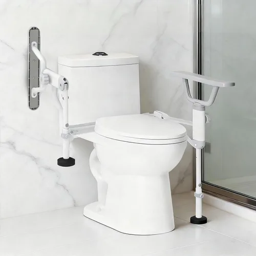 AbyssZen Rieles de seguridad plegables para inodoro, marco de soporte de baño ajustable con brazos plegables para ancianos, personas mayores,