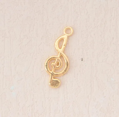 Miniatura 6 de 50 piezas de dijes de notas musicales de metal, símbolo de música vintage, elegante, elegante, instrumento, cuentas colgantes para manualidades, Oro