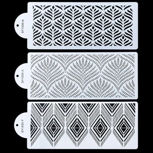 RAYNAG 3 plantillas de decoración de tartas, moldes de plástico, moldes para tartas florales, moldes para galletas, fondant, postres, plantillas de