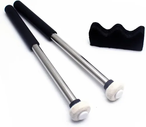 1 par de mazos de tambor de lengua con soporte, palillos de tambor de mano, mazo de goma, accesorio de instrumento de percusión (tipo B)