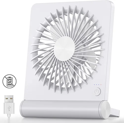 Miniatura 8 de Koonie - Ventilador de escritorio USB, viento fuerte, ultra silencioso, pequeño ventilador personal con inclinación plegable de 180° y 3 velocidades