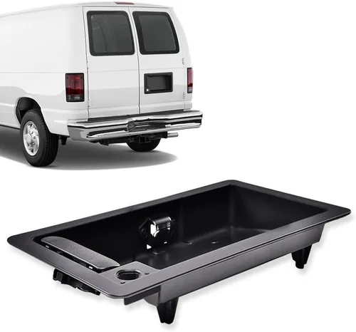 Miniatura 5 de CNNELL Manija de puerta de carga trasera y soporte de placa de matrícula compatible con Ford Van E150 E250 E350 1992-2007