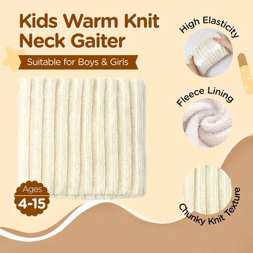 Miniatura 3 de Wandx Polaina de forro polar para niños y niñas, para invierno, para clima frío, cubierta facial de punto de rayas anchas para niños y niñas