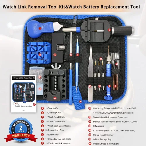 Miniatura 7 de Kit de reparación profesional de relojes, kit de repuesto de batería para GLDCAPA Watch, herramientas de reparación de relojes con funda