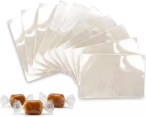 FIESTA WRAPS Envoltorios transparentes de caramelos para caramelos (600 piezas de 2.5 x 3.5 pulgadas) - Envoltura de celofán transparente natural -