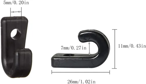 Miniatura 3 de RLECS 10 ganchos en J para kayak, gancho de nailon negro, ganchos elásticos en forma de J para seguridad, kayak, canoa, tabla de remo, accesorio