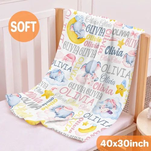 Miniatura 4 de Manta personalizada con nombre de bebé, regalo para bebés y niñas, manta de franela suave para recién nacidos, cómoda y acogedora manta de forro