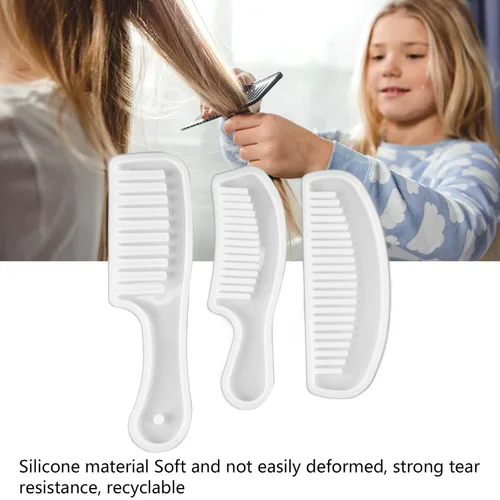 Miniatura 4 de Peine de resina de fundición de resina translúcida de dientes anchos para el cabello, juego de 3 piezas para hacer joyas de bricolaje