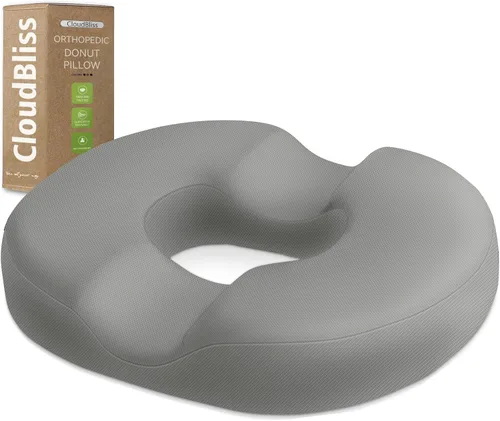 Miniatura 26 de Cojín de asiento en forma de dona CloudBliss para alivio del dolor de coxis y hemorroides, cojín de silla de espuma viscoelástica para después