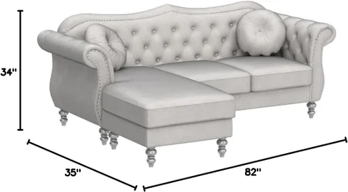 Miniatura 3 de Glory Furniture Sofá de terciopelo Hollywood Chaise en marfil