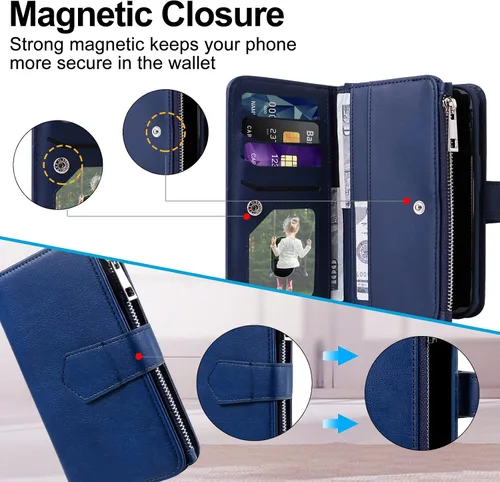 Miniatura 5 de Funda para Galaxy S22 Ultra, funda magnética desmontable 2 en 1, funda de piel sintética para teléfono con tarjetero para Samsung Galaxy S22 Ultra