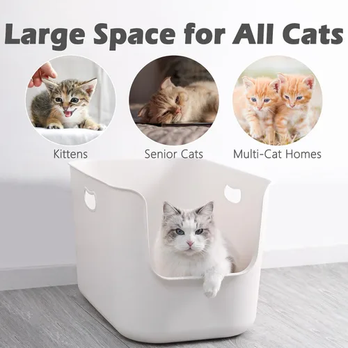 Miniatura 3 de SpaceTime Caja de Arena Extra Grande con Lados Altos, 22.64"×14.76"×13.98" Bandeja de Arena XL Multi Gato para Gatitos, Cajas de Gatos para Gatos