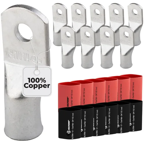 Miniatura 126 de SELTERM 5 piezas terminales de cable de cobre estañado 1/0 AWG perno de 1/2", extremos de cable de batería, terminales de anillo, conectores